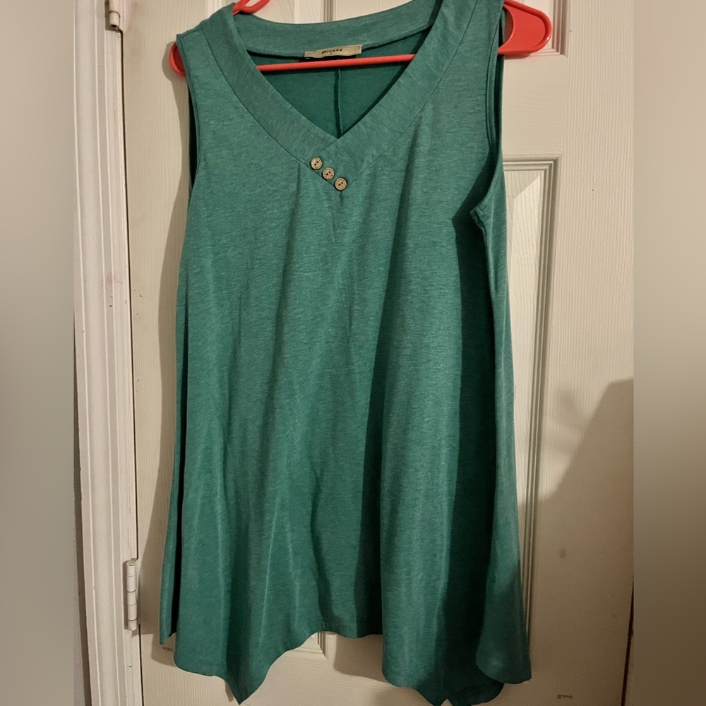 Green V-Neck Tank Top